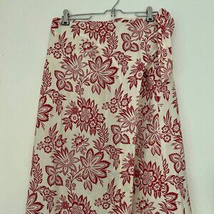 Tommy Hilfiger Woman Wrap Skirt Plus Size 4 Linen Beige Red Floral Print
